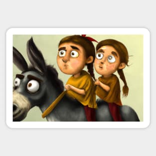 Mom and friend on the donkey Sticker